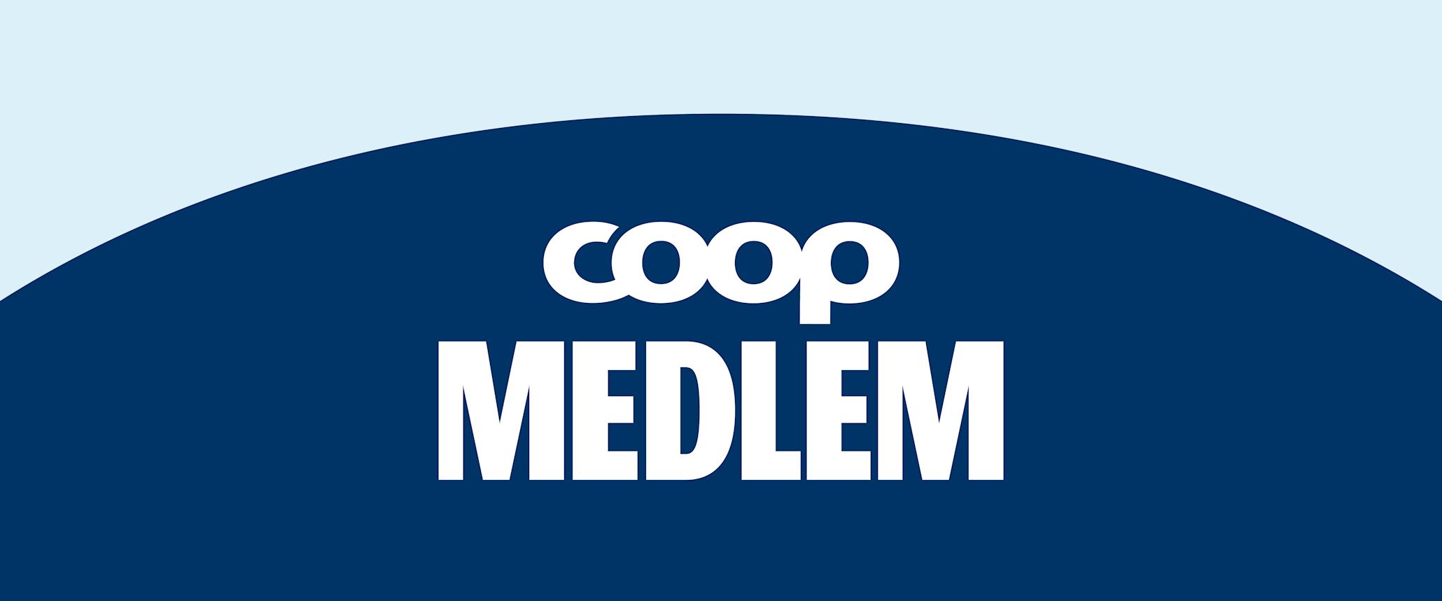 Hero banner desktop coop medlem sentrert på blå bakgrunn