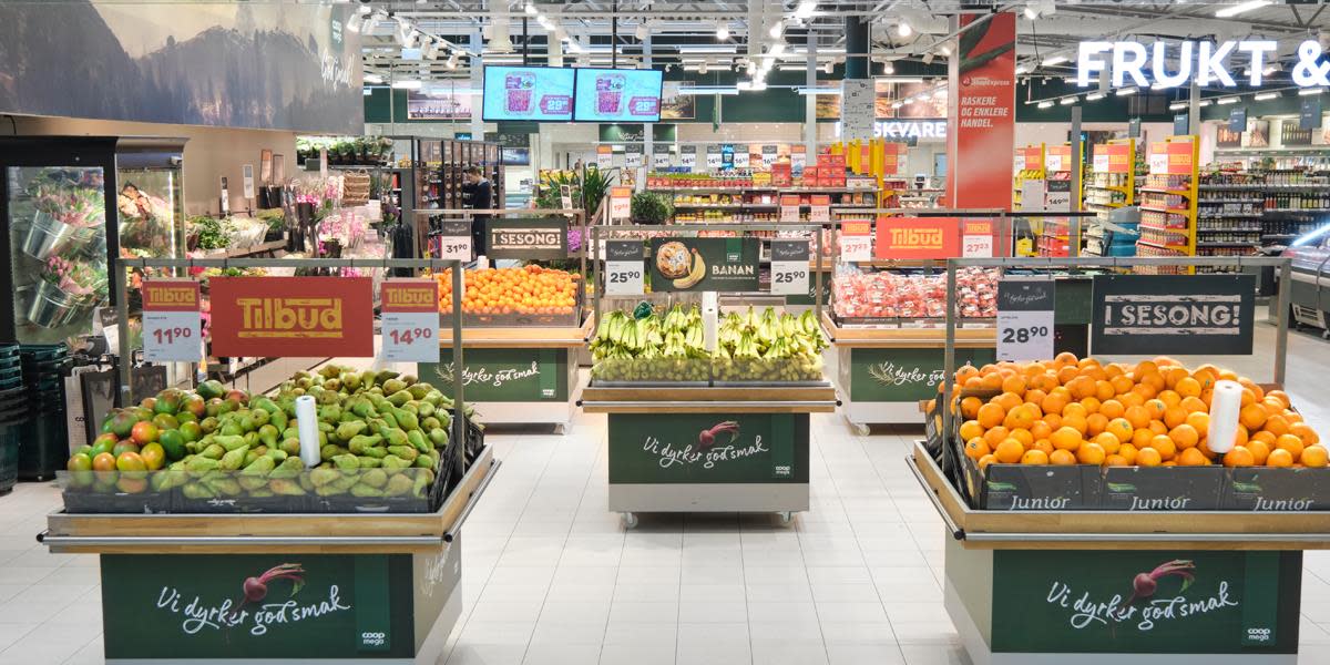 Coop Mega butikk - frukt og grønt avdeling