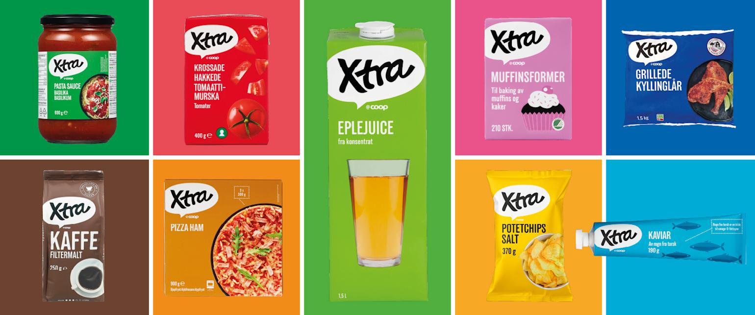 Xtra-produkter med masse farger