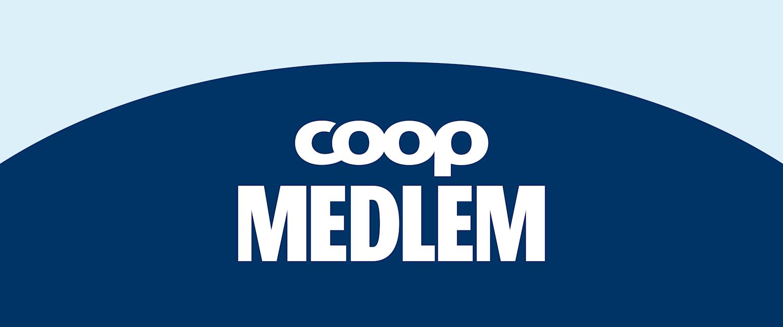 Hero banner desktop coop medlem sentrert på blå bakgrunn